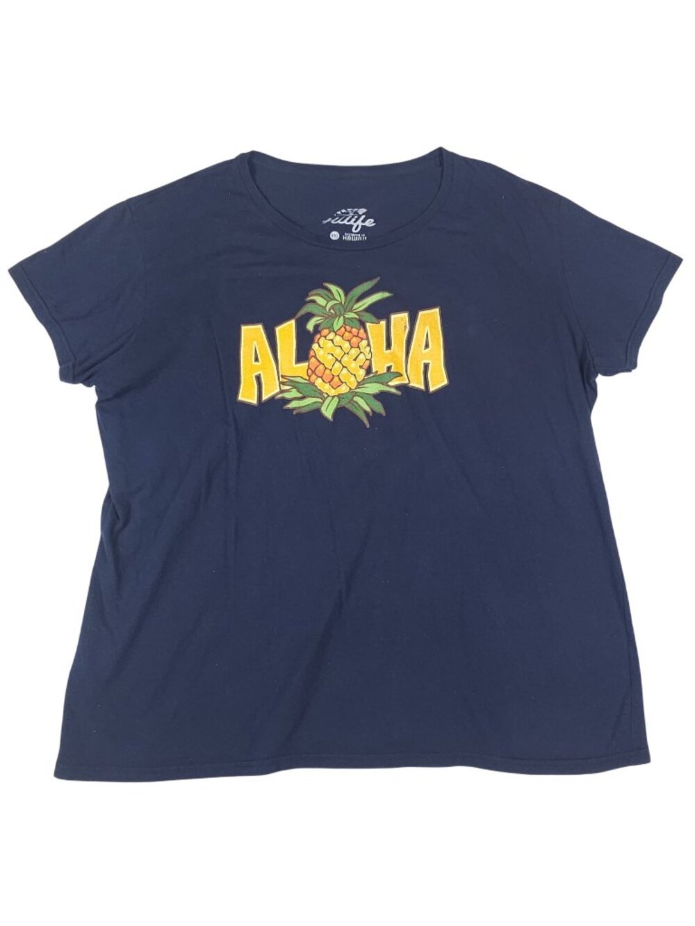 Hi-Life Hawaii Women's XXL Graphic T-Shirt Aloha Pineapple Blue Cotton